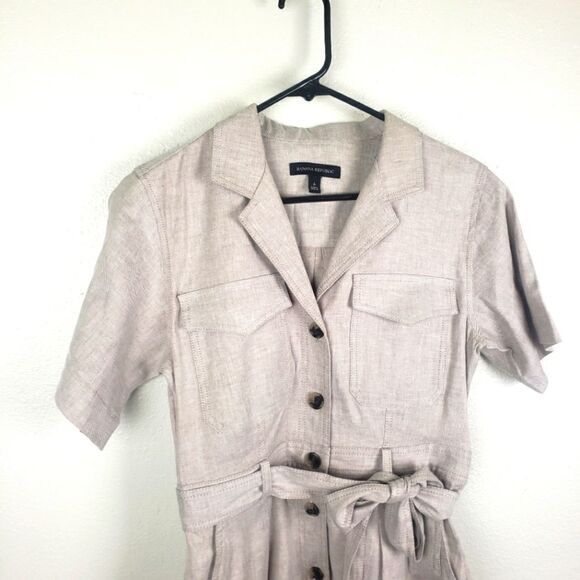 Women's Banana Republic Linen Blend Button-Down Elegant Beige Stylish Dress Sz 6 - Picture 4 of 9